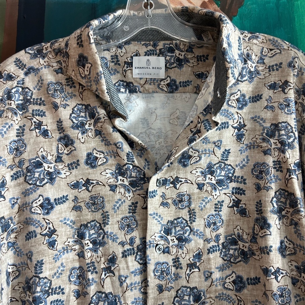 Emanuel Berg Floral Button Up Shirt Men’s L/XL Unisex Designer Print